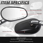 Oval Convex Side View Mirrors for Universal Naked Bike Cruiser (Fit)