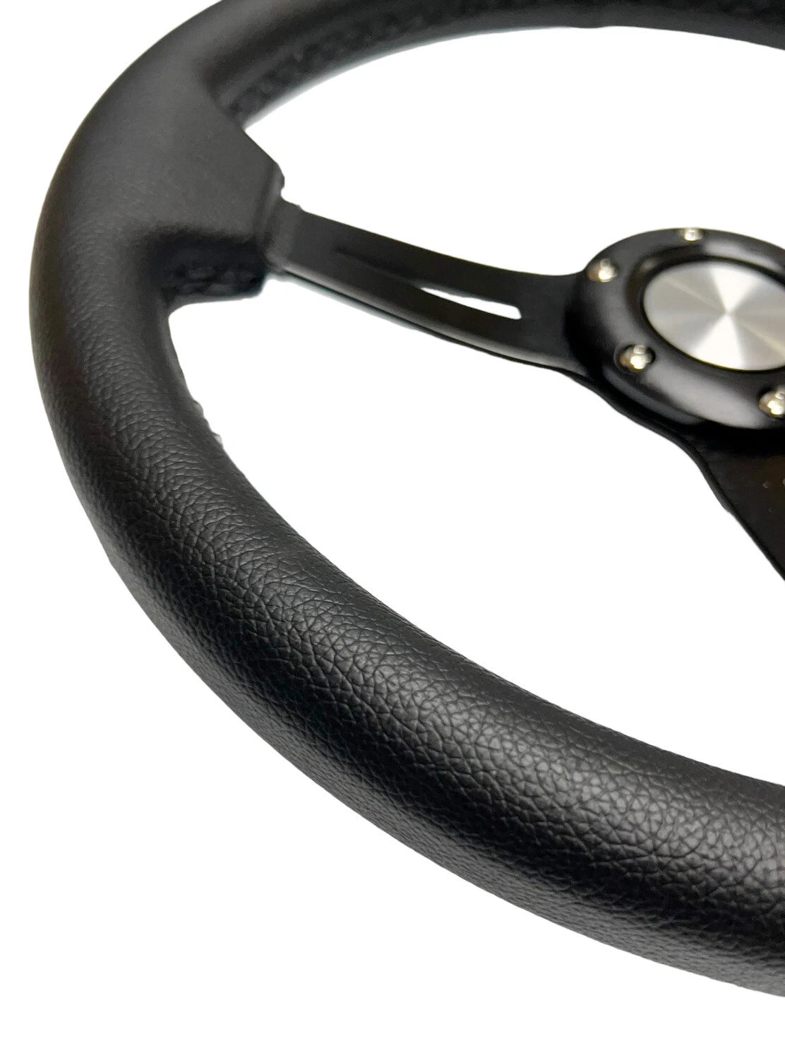 Steering Wheel with Leather Grip Brushed Black 6-Hole for Jeep Wrangler (2007–2018)