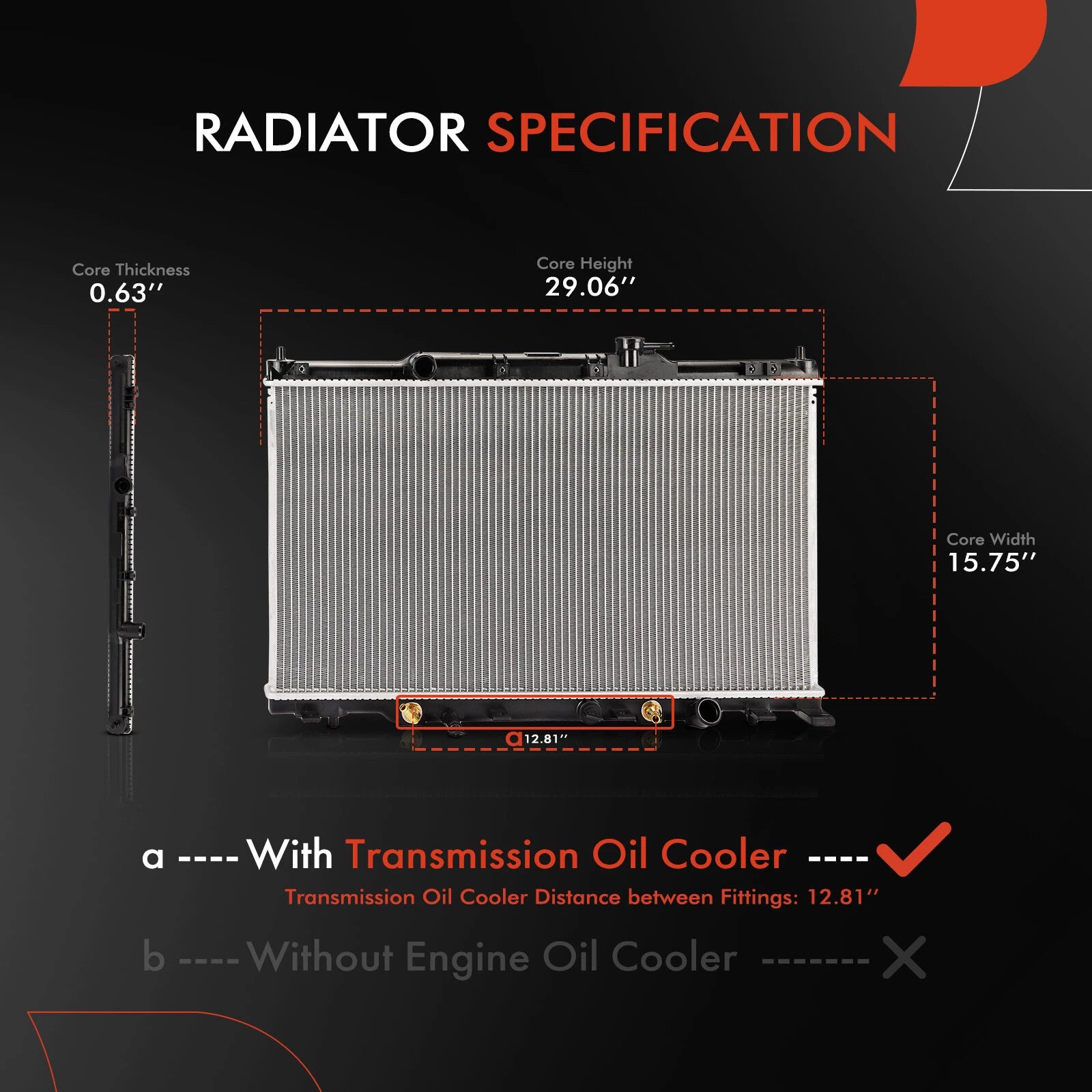 Radiator with Transmission Oil Cooler for Honda CR-V (2002–2006)