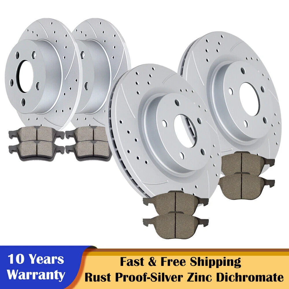 Drilled Slotted Rotors and Brake Pads Kit for Ford Focus (2012–2018)