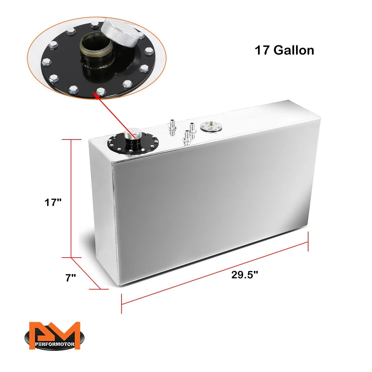 17 Gallon Aluminum Fuel Cell for Universal Applications (Polished Chrome)