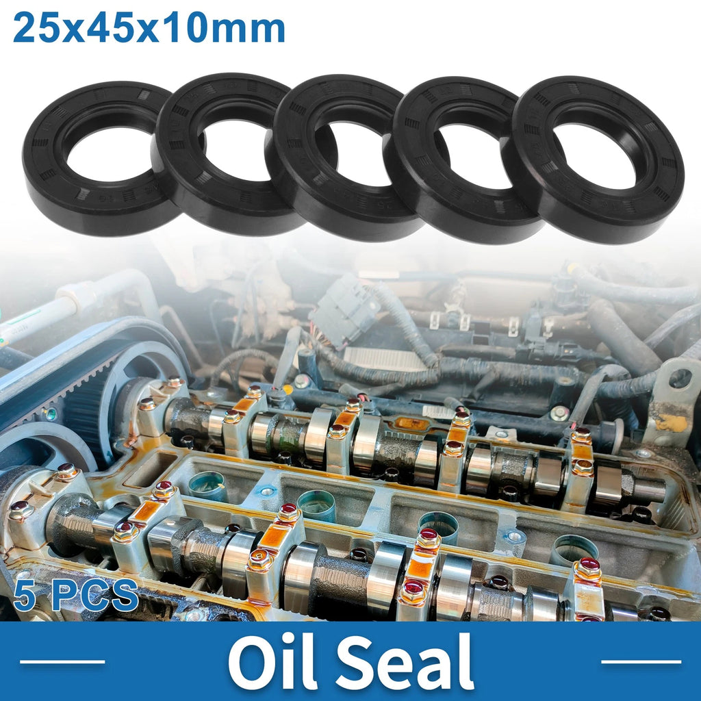 Set of 5 Oil Seal Rings for Rotary Shaft 25x45x10mm Nitrile Rubber