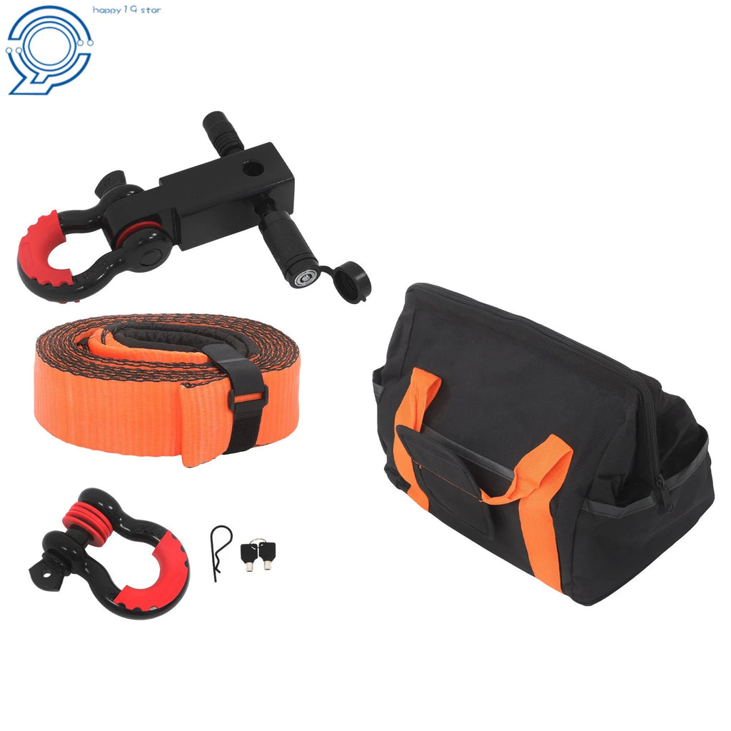 2" Hitch Receiver + 3/4" Anti-Theft D-Ring + 3" x 20' Tow Strap Kit 31500
