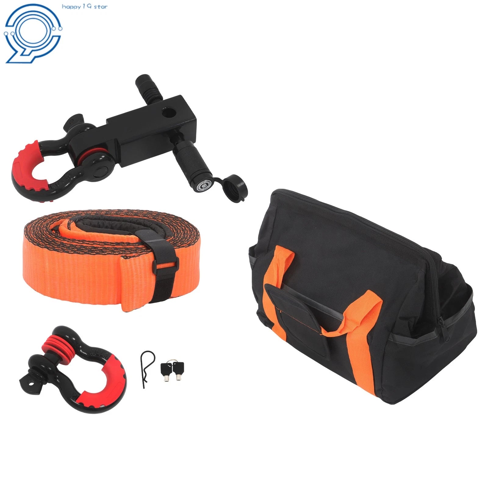 2" Hitch Receiver + 3/4" Anti-Theft D-Ring + 3" x 20' Tow Strap Kit 31500