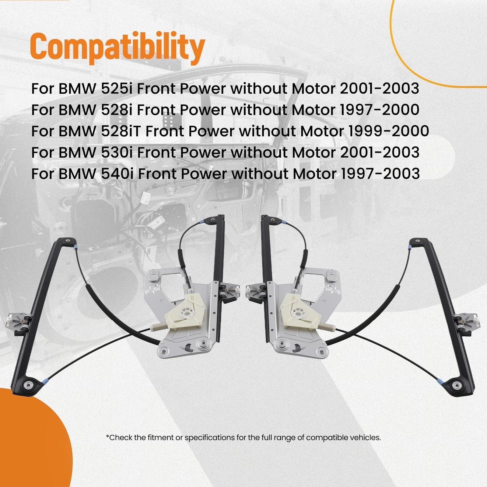 2X Window Regulator Front for BMW 525i 528i 530i 540i (1997-2003)
