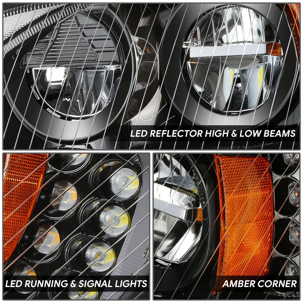 Full LED Black Housing Amber Corner Headlight for Freightliner M2 106 112 (2003–2018)