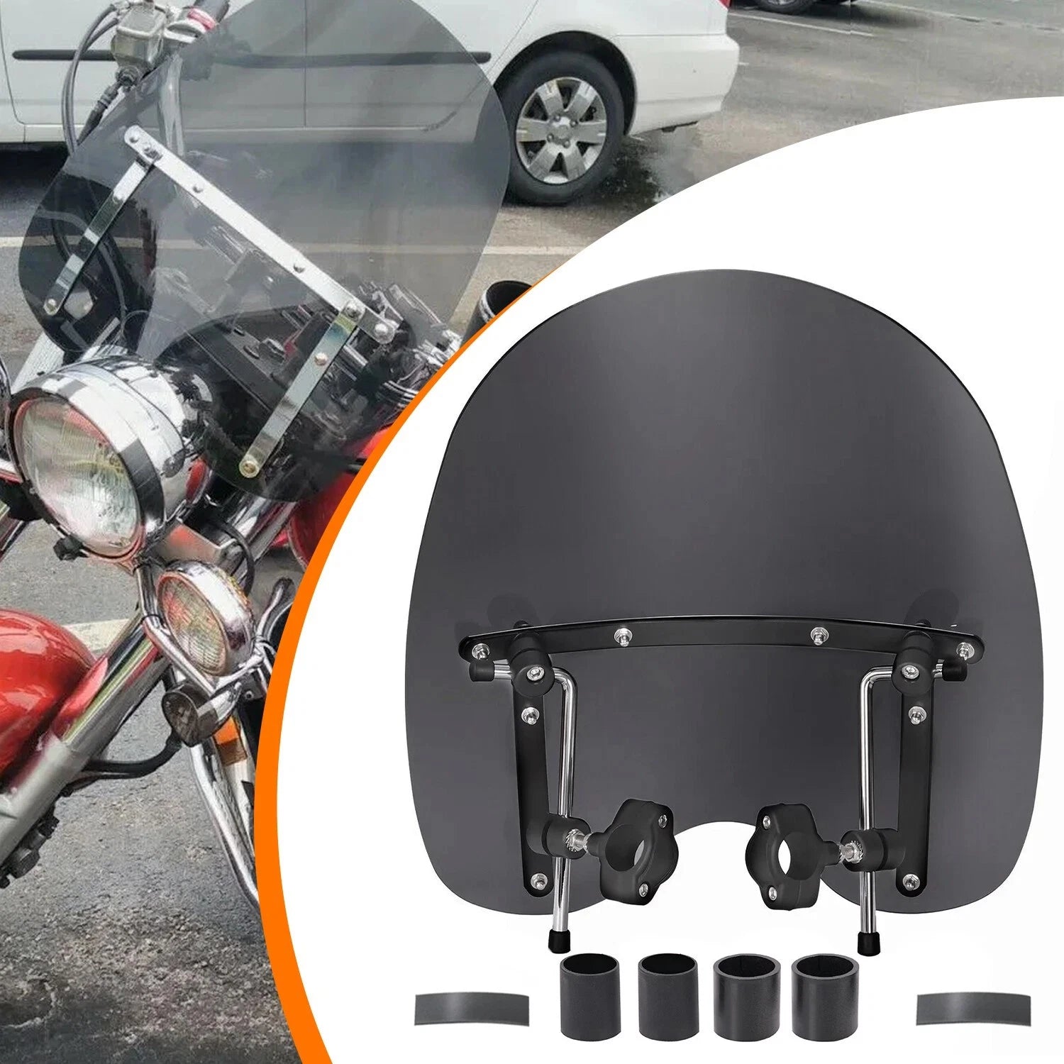 19"x17" Smoke Windshield for Harley Honda Suzuki Yamaha Virago XV 750 (1981–2007)