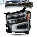 Driver Side Headlight for Chevy Silverado 1500 (2022–2024) Black LED DRL