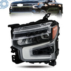 Driver Side Headlight for Chevy Silverado 1500 (2022–2024) Black LED DRL