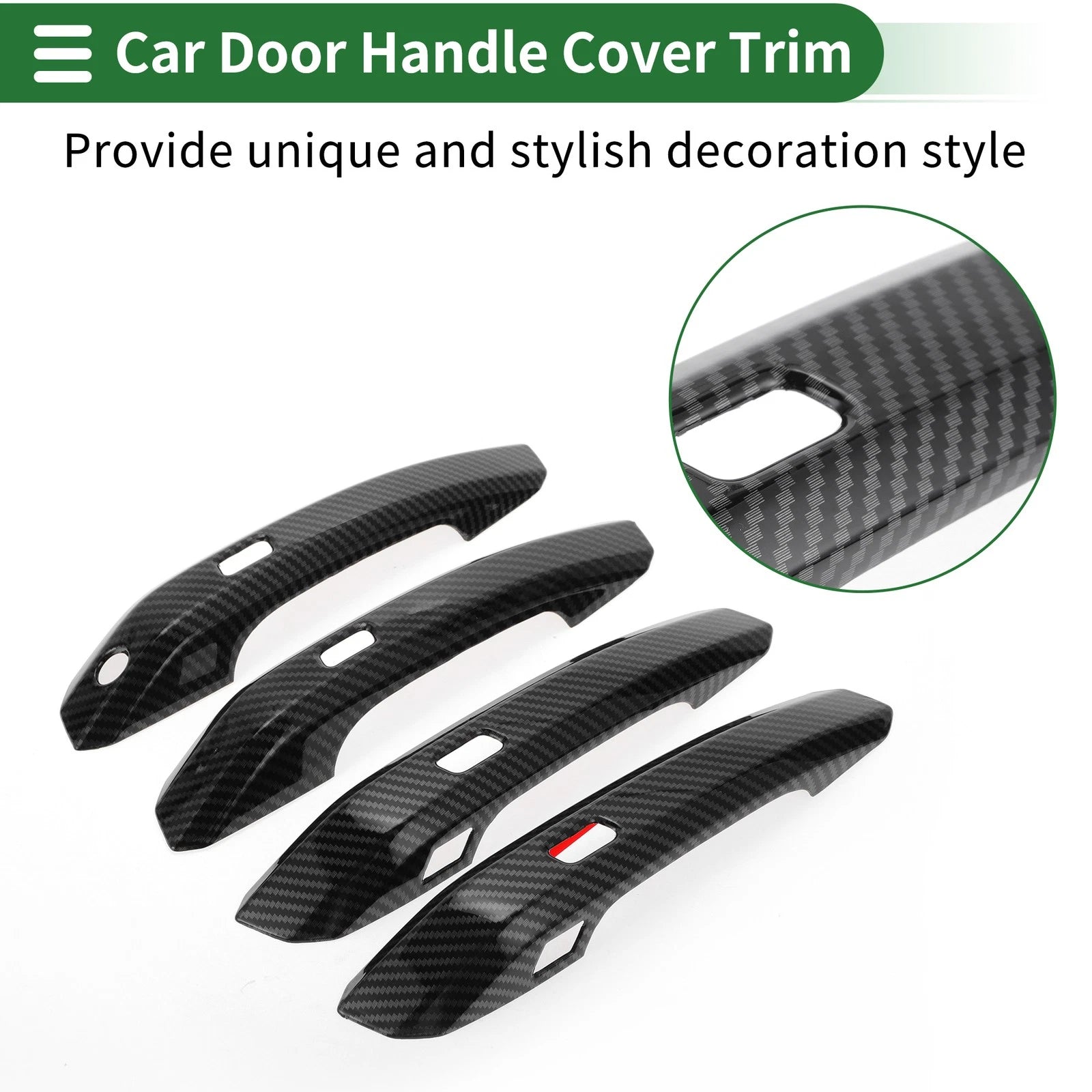 Car Door Handle Cover Trim for Audi A4L (2017–2021) Carbon Fiber Black