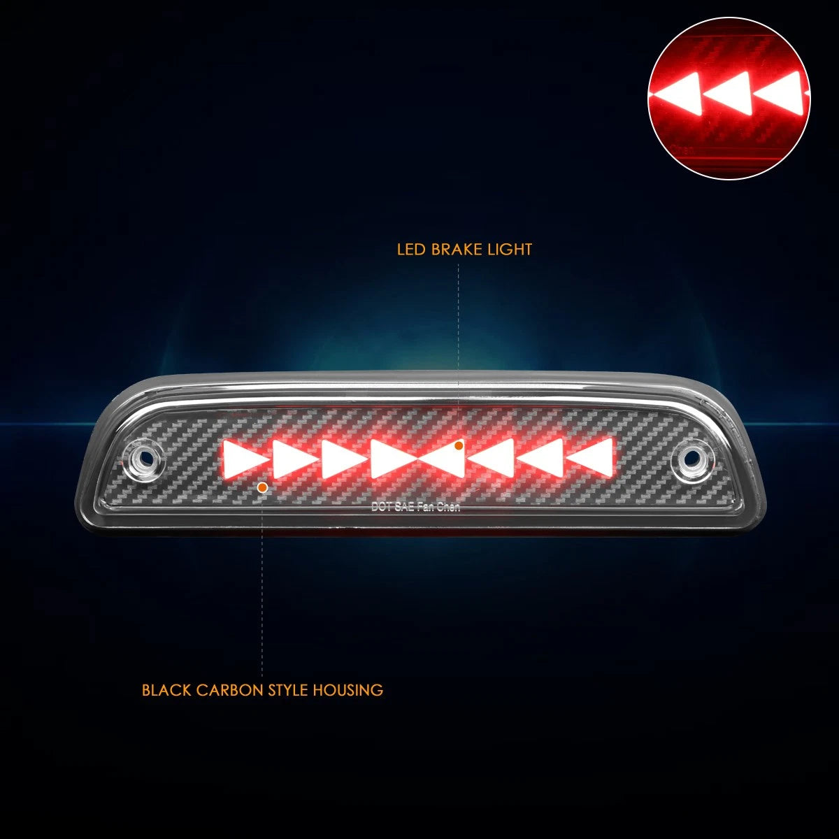 Pulse Flash Triangle LED Third Tail Brake Light for Toyota Tacoma (1995–2021)