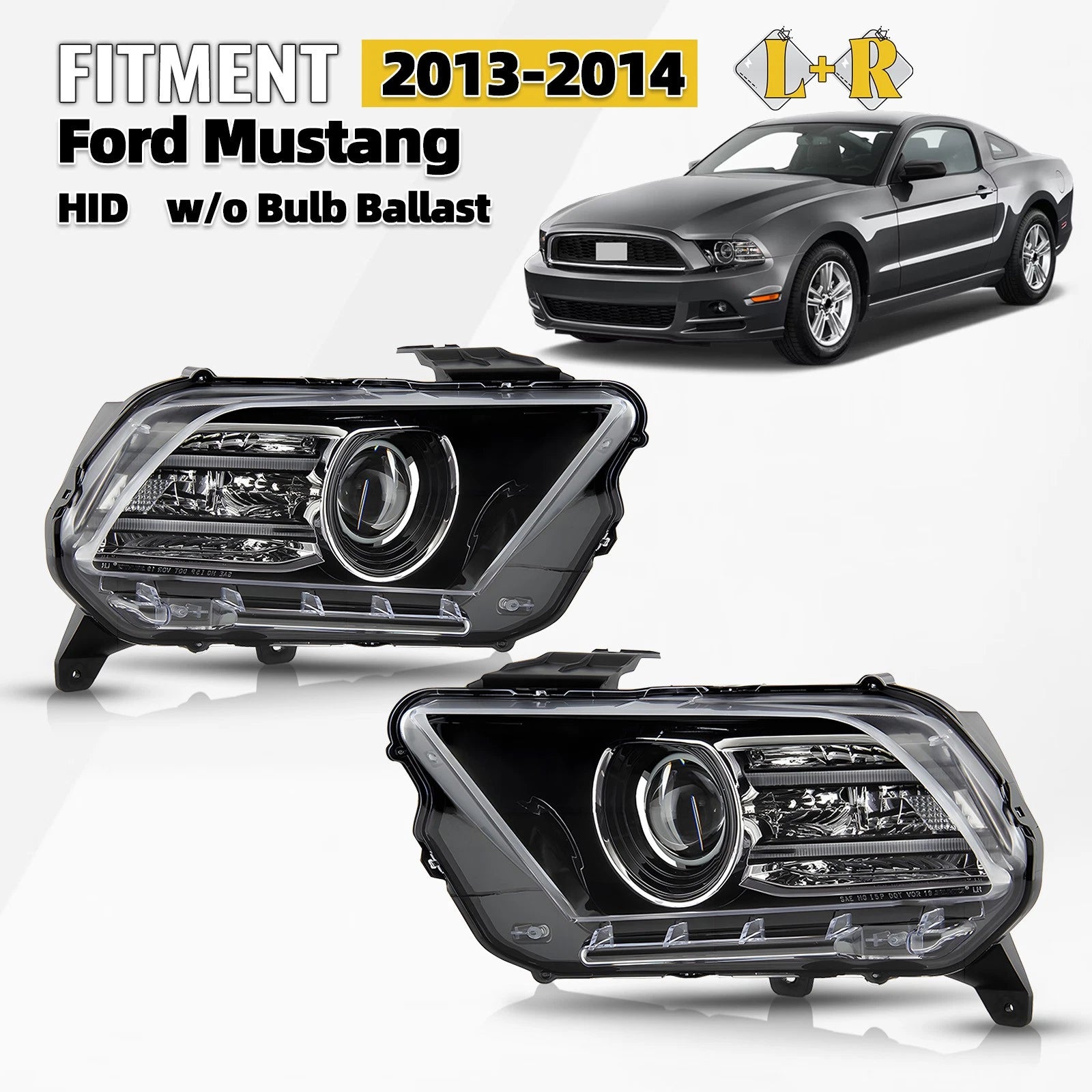 HID/Xenon Headlight Set for Ford Mustang (2013–2014) Left+Right