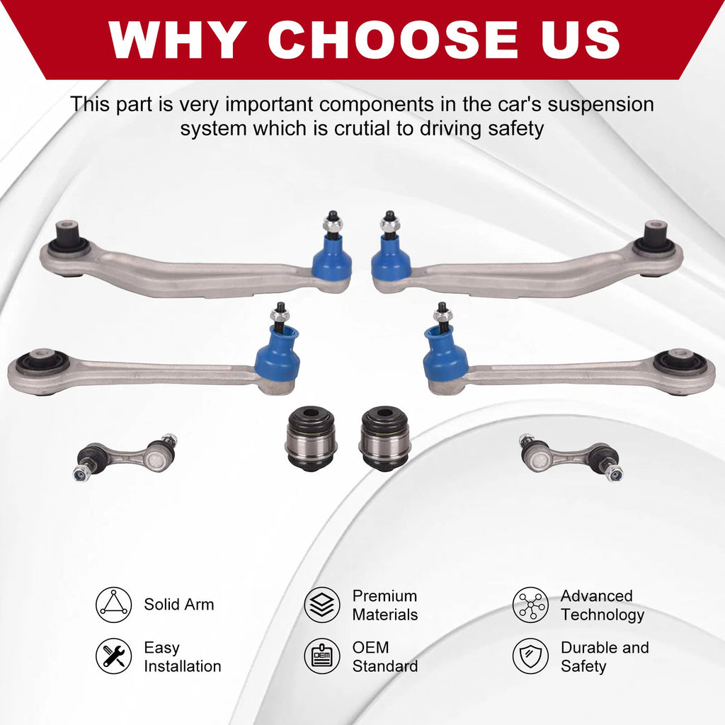 Set of 8 Rear Control Arm Ball Joint Strut Bar Tie Rod Kit for BMW E39 (1997–2003)