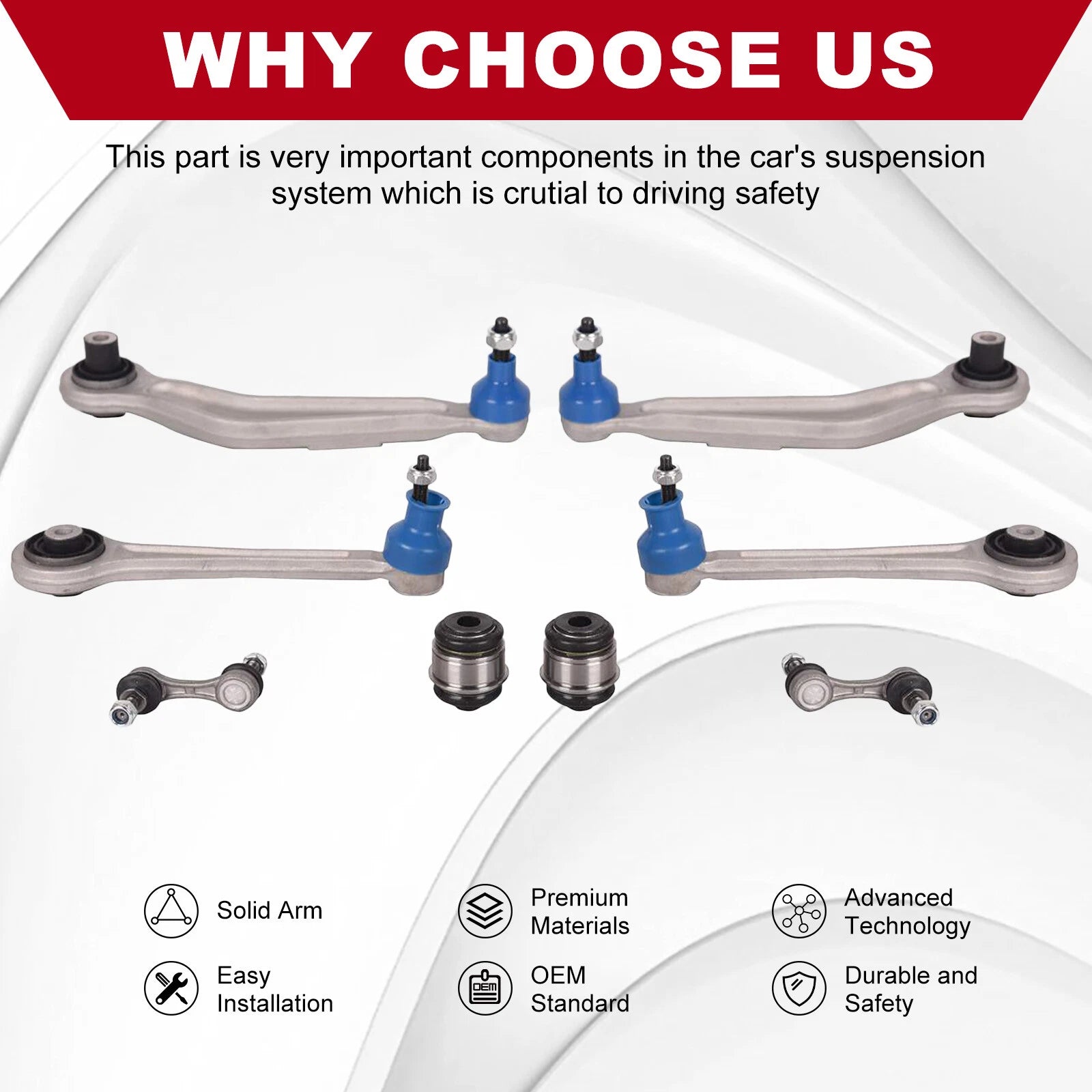 Set of 8 Rear Control Arm Ball Joint Strut Bar Tie Rod Kit for BMW E39 (1997–2003)