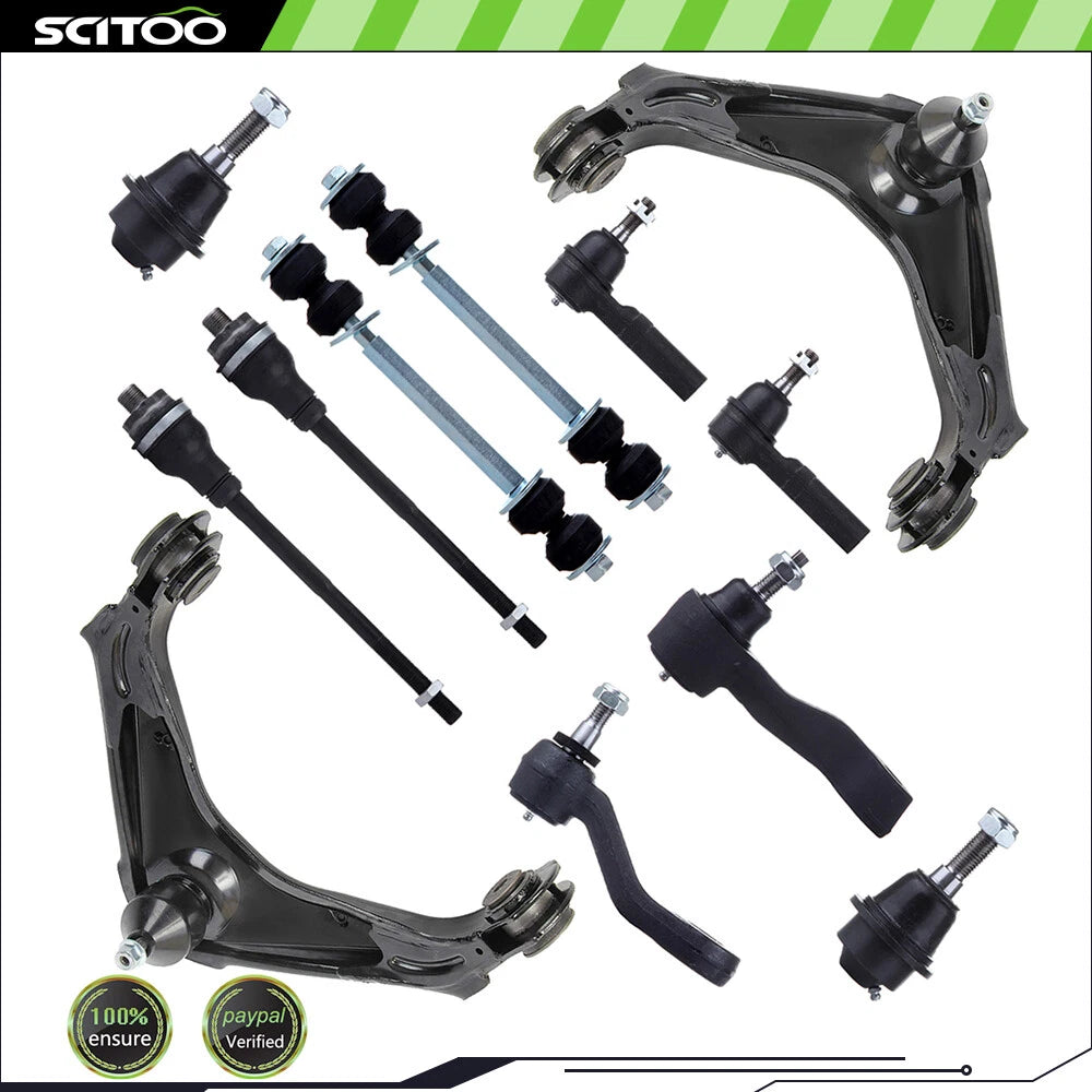 12Pcs Control Arm Ball Joint Sway Bar Tie Rod Kit for Chevrolet Silverado (2001–2010)