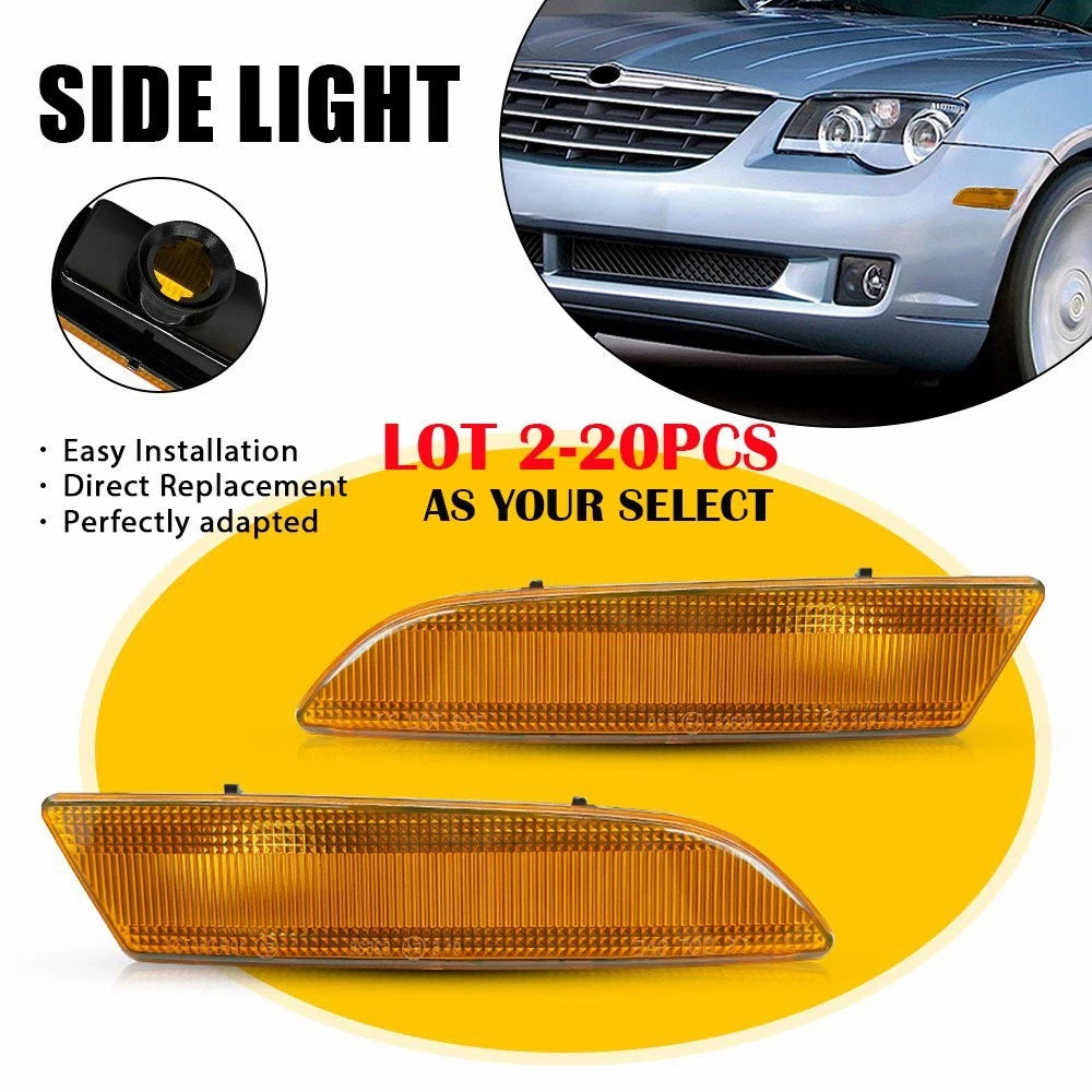 2X Amber Front Side Marker Light Housing for Chrysler Crossfire (2004–2008)