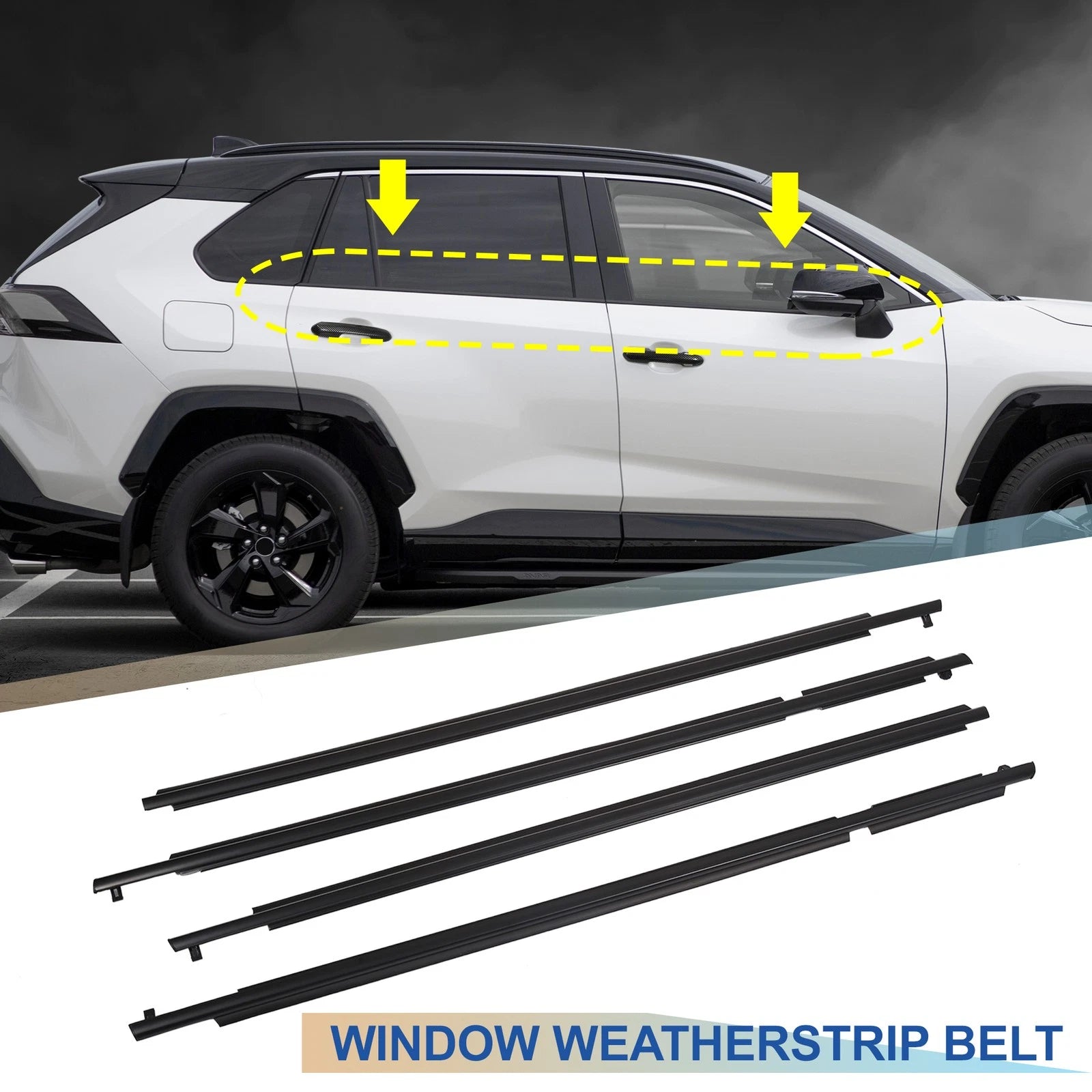 Set of 4 Window Seal Weatherstrip Trim for Toyota RAV4 (2009–2012)