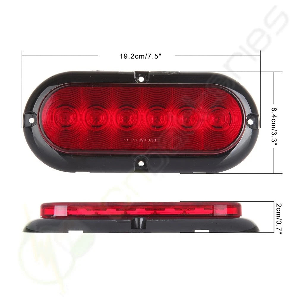 8x Stop/Turn/Tail Brake Reverse Light Flange Mount for Truck Trailer
