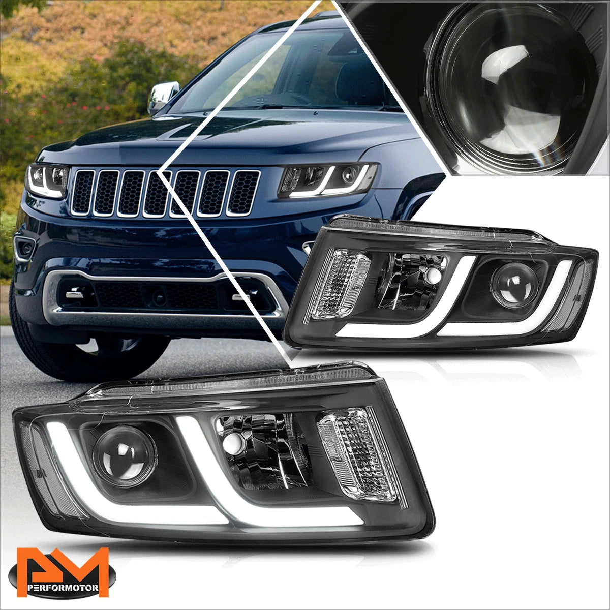 LED DRL Bar Projector Headlights for Jeep Grand Cherokee (2014–2016)