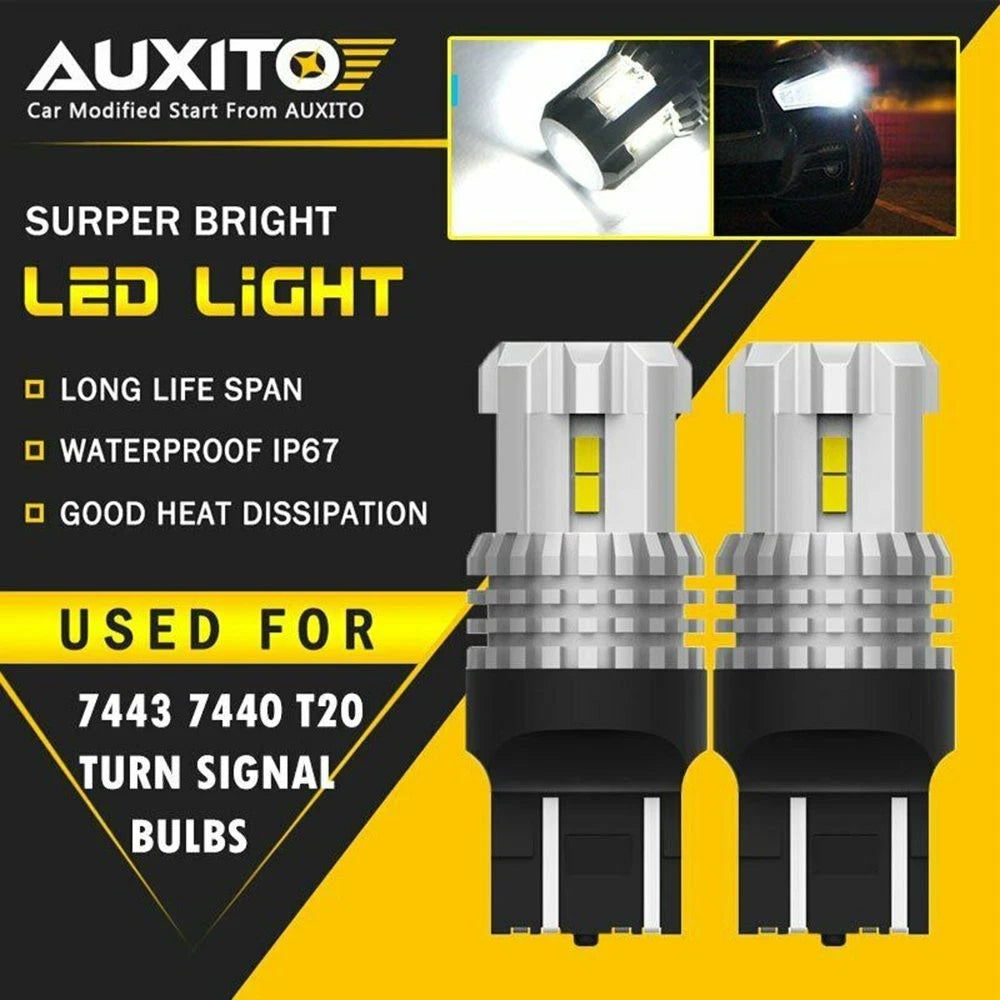 AUXITO White LED Bulb for Turn Signal/Parking/Brake/Tail/Reverse (V)