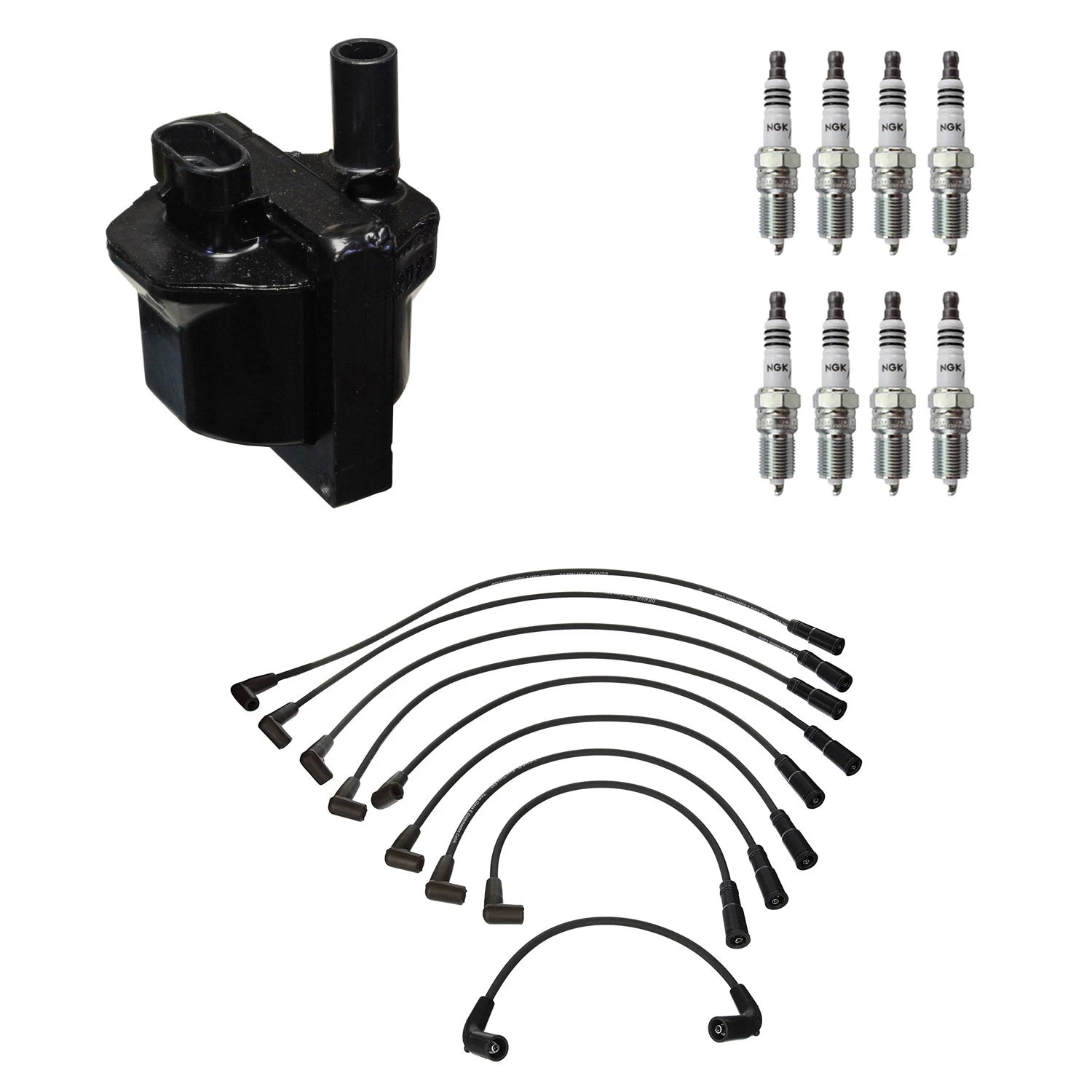 Denso Ignition Coil Wires & 8 NGK Iridium Spark Plugs Kit for C1500 C2500 C3500 (1990–1999)