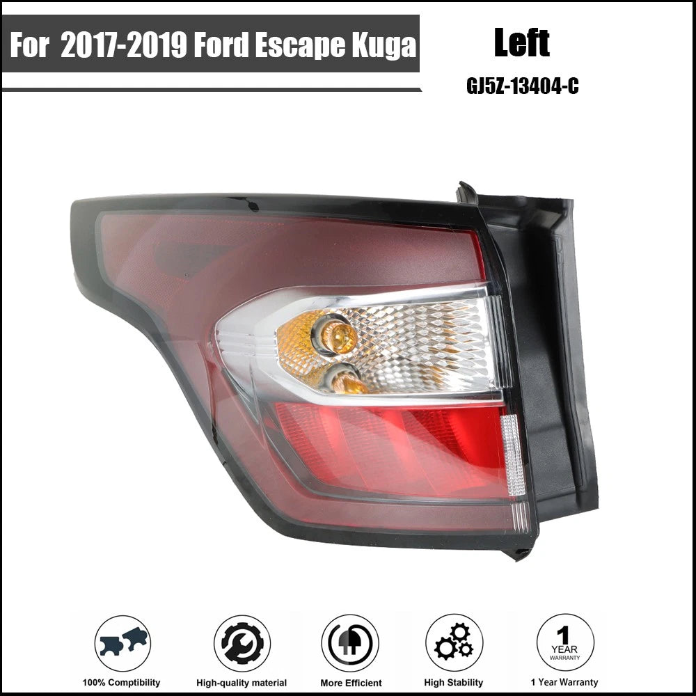 Red Tail Lights for Ford Escape Kuga (2017–2019) Outer Lamps