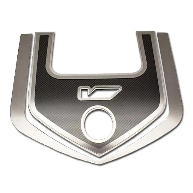Brushed Engine Shroud Trim Kit w/White LED&Carbon Fiber Inlay for 2006-15 CTS-V