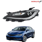 Headlight for Chrysler 200 (2015–2017) Halogen with LED DRL Chrome Trim