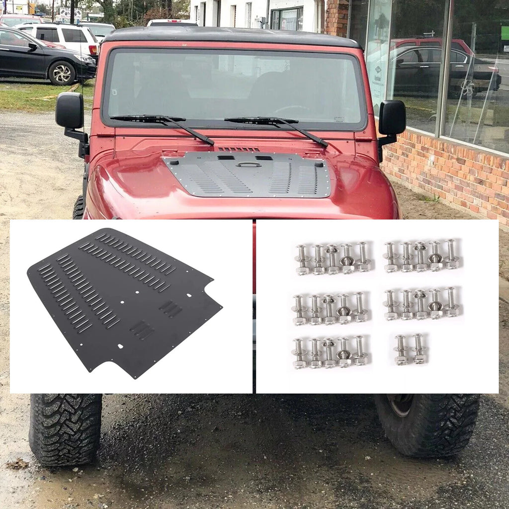 Front Vented Louver Hood Panel for Jeep Wrangler TJ (1997–2002) - Black