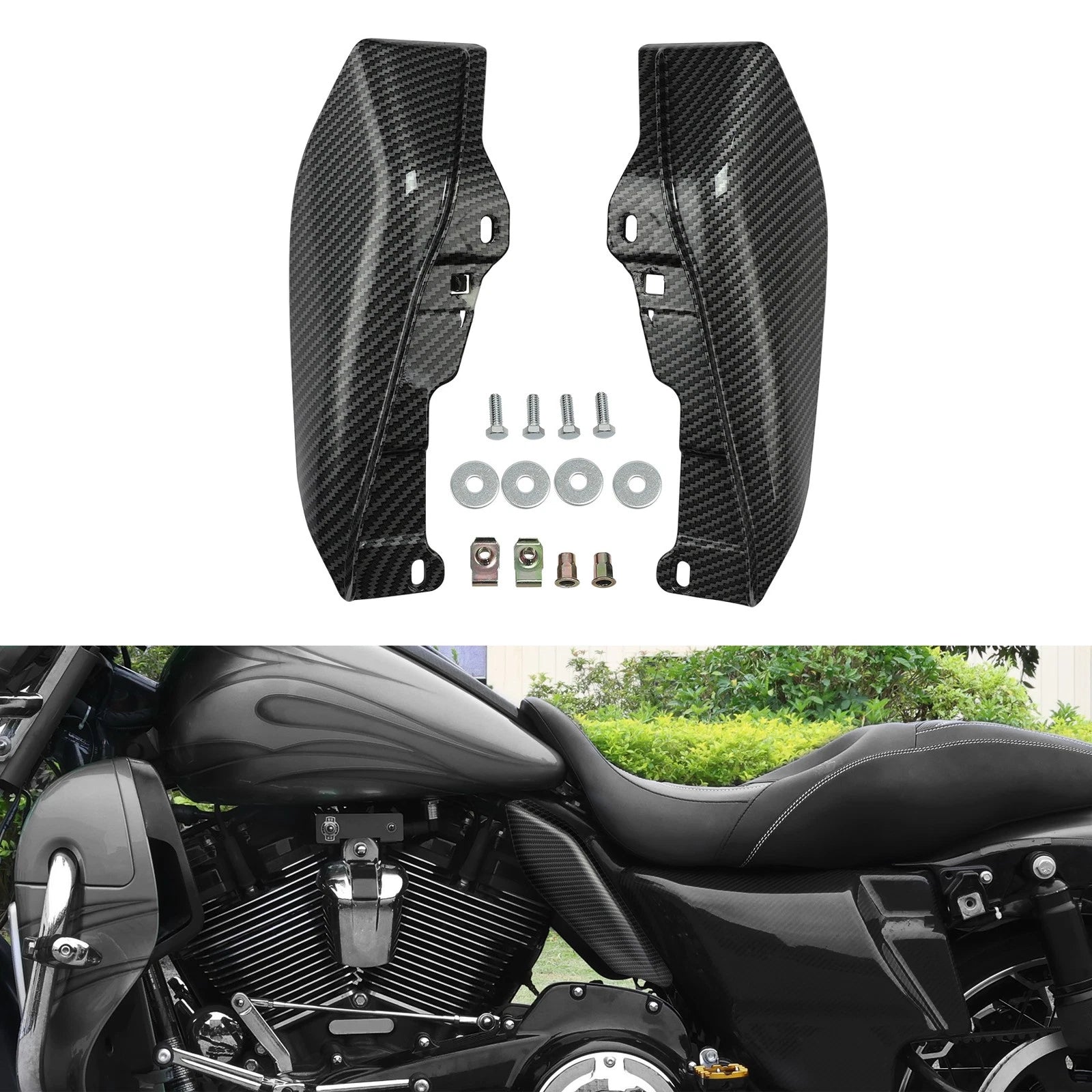 Carbon Fiber Vivid Black Mid-Frame Air Deflector for Harley Touring (2009–2023)