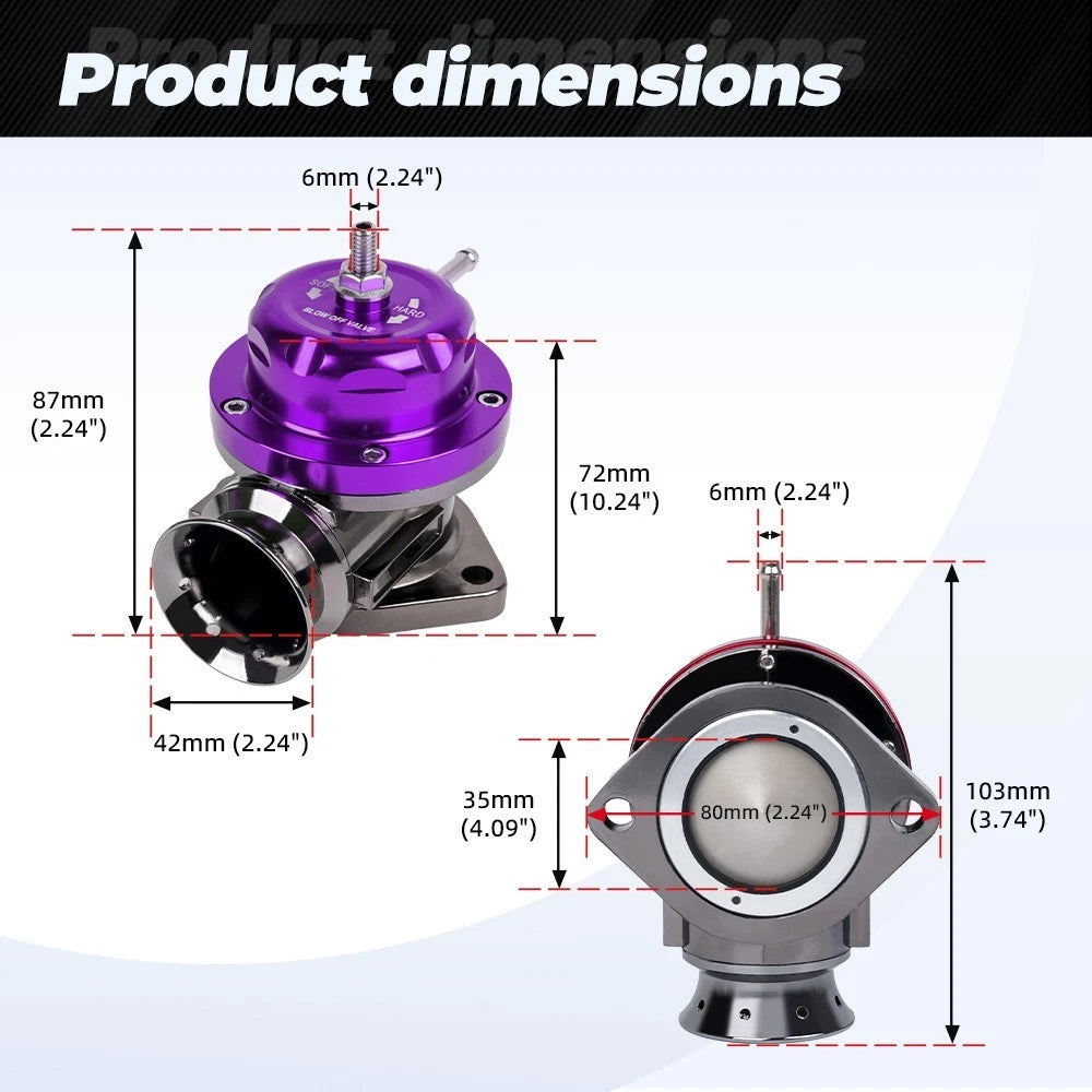 Blow Off Valve BOV + Type RS 2.5"/63mm Flange Pipe Adapter Kit for
