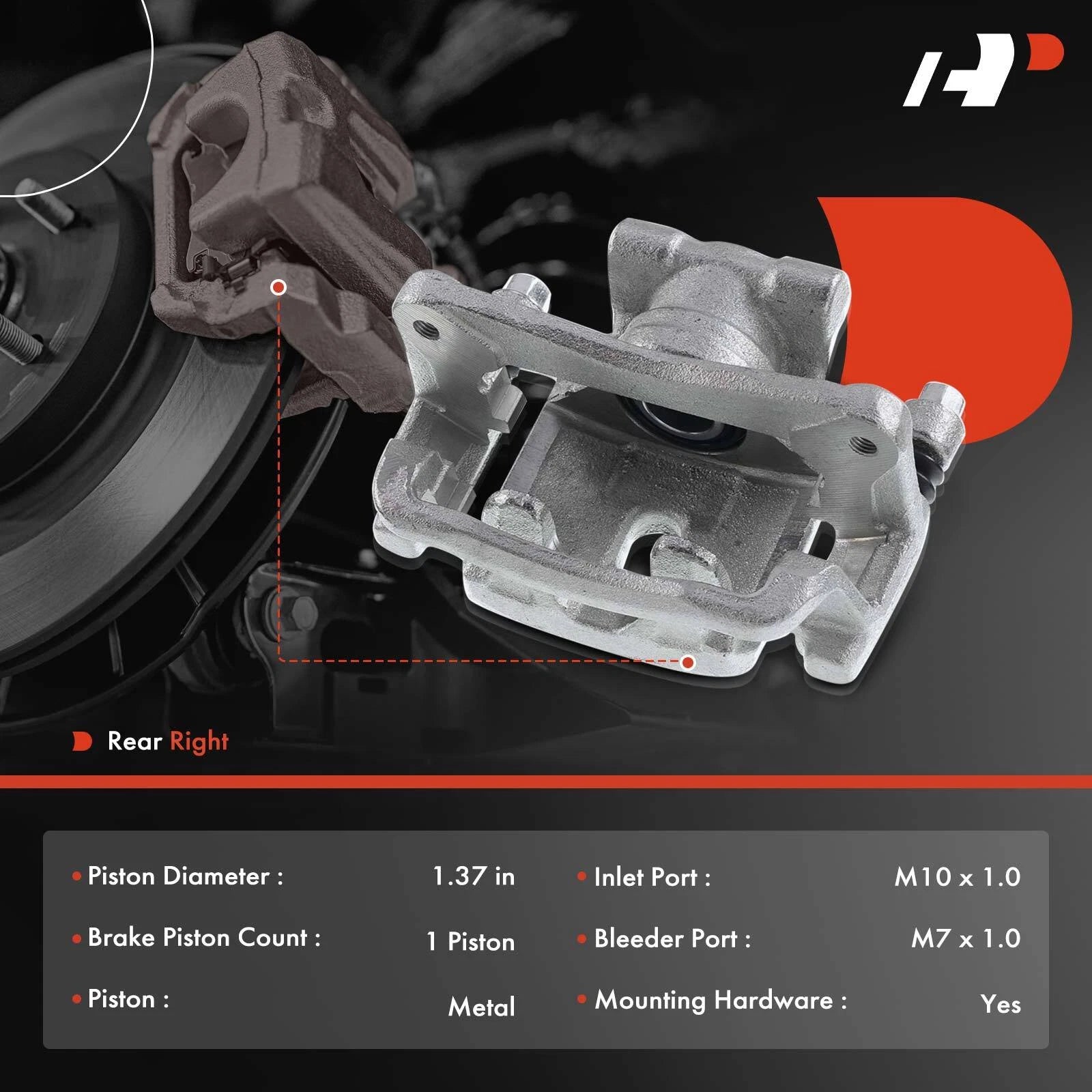 Rear Right Brake Caliper with Bracket for Mitsubishi Eclipse Galant (1995-2005)