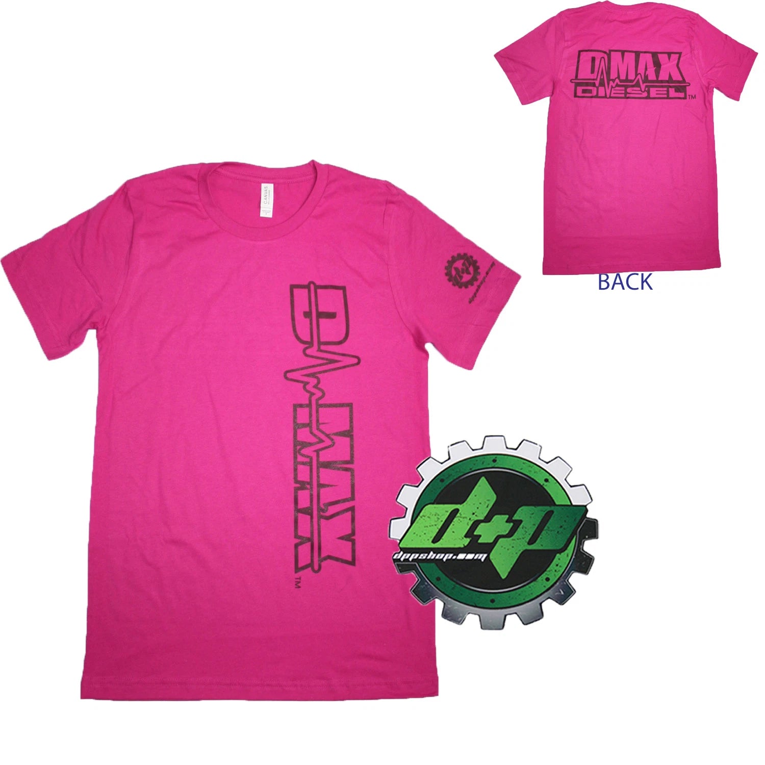 Dmax Tee Shirt for Chevy Duramax Diesel Truck (4X4, Large, Pink)