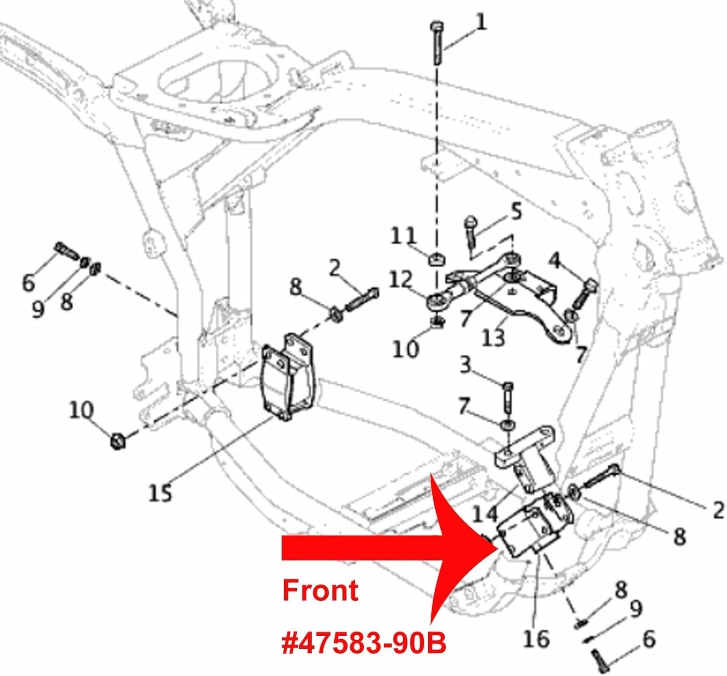 Front Motor Mount Engine Isolator for Harley Davidson Dyna FXD (1991–2017) 47583-90B