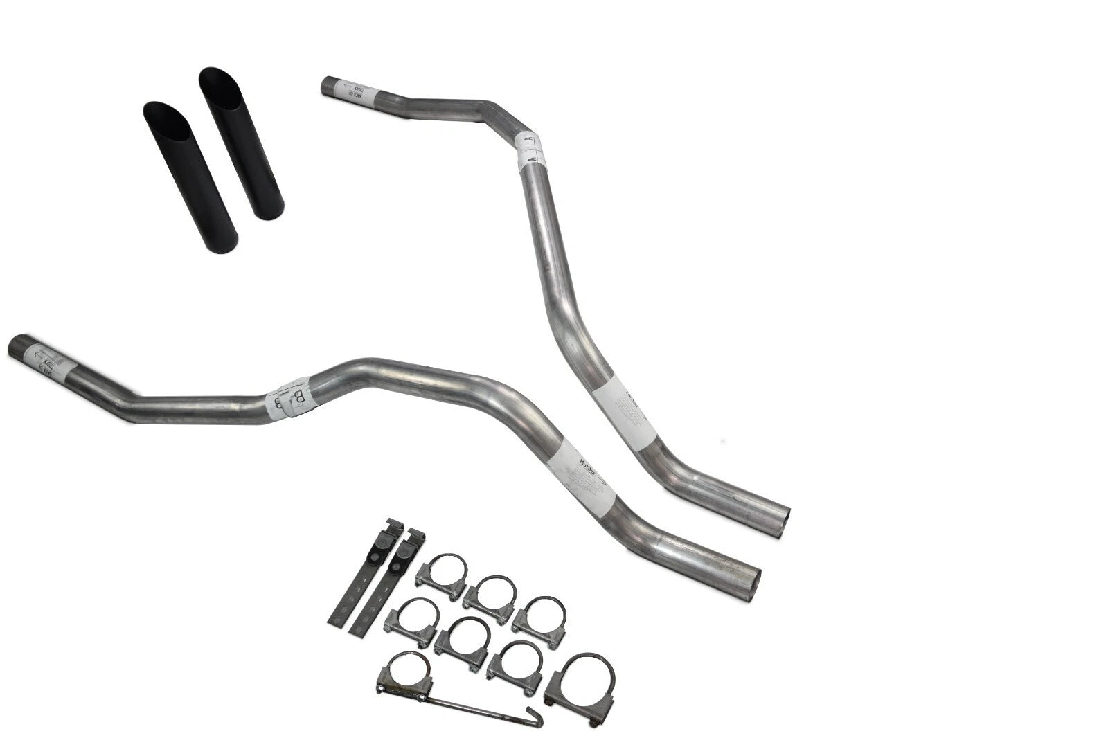 Dual Exhaust for Nissan Titan (2004–2006) 2.5 inch No Muffler Black Tips