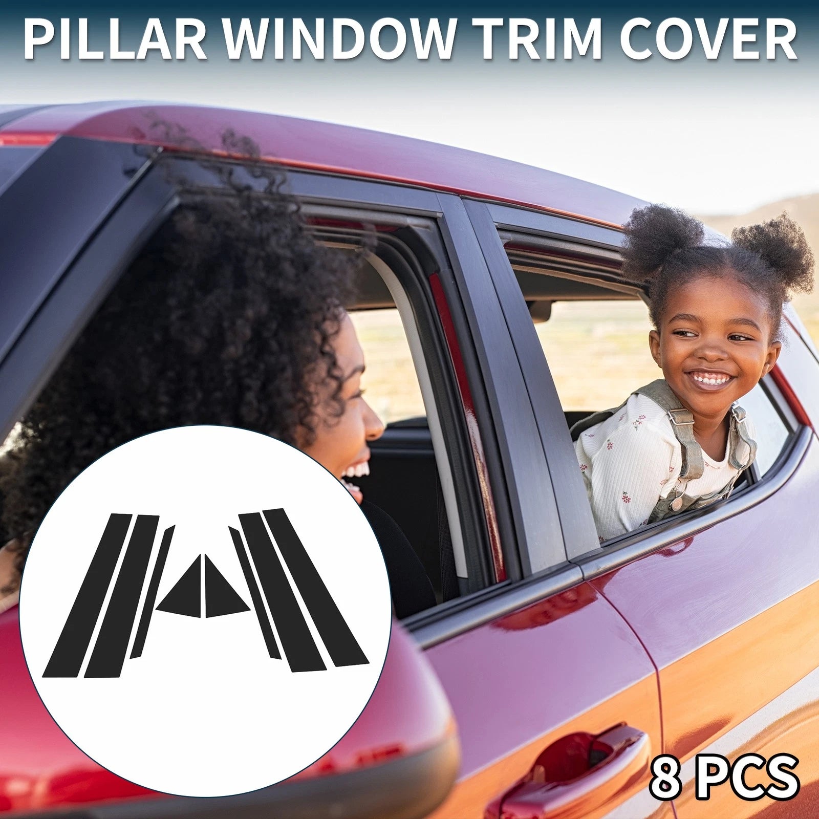 8 Pcs Door Pillar Window Trim for Toyota Prius (2010–2015) Black
