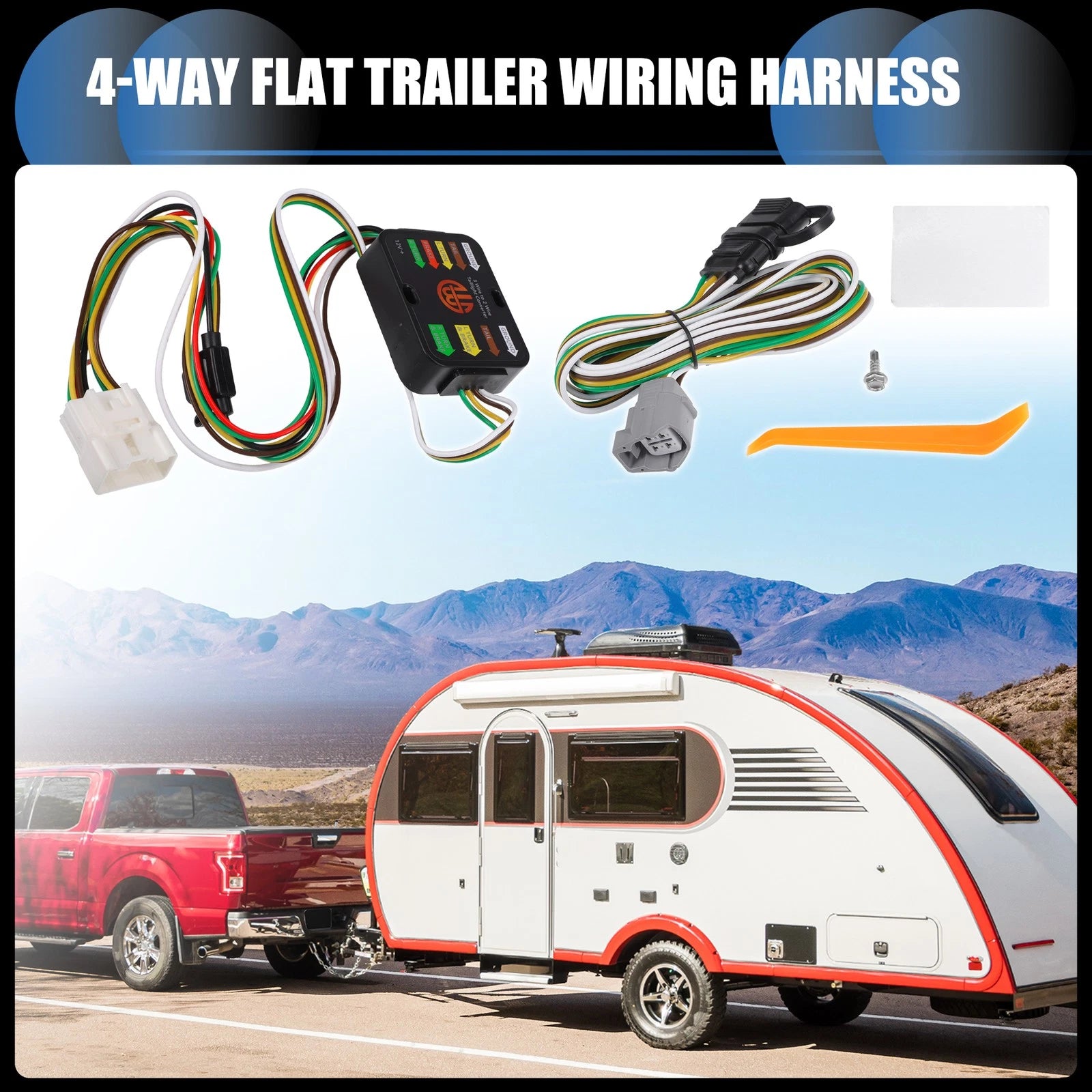 Set of 4-Way Flat Trailer Wiring Harness for Toyota Highlander (2020–2021)