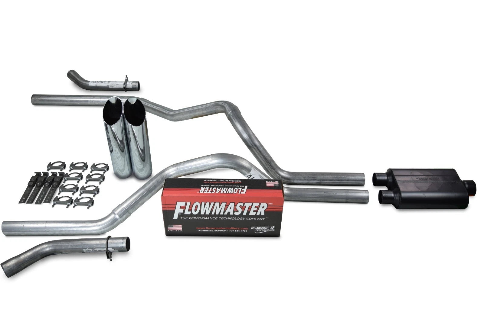 Dual Exhaust Kit for Ford F-150 (2004–2014) - 2.5" Flowmaster 40 Slash Tip
