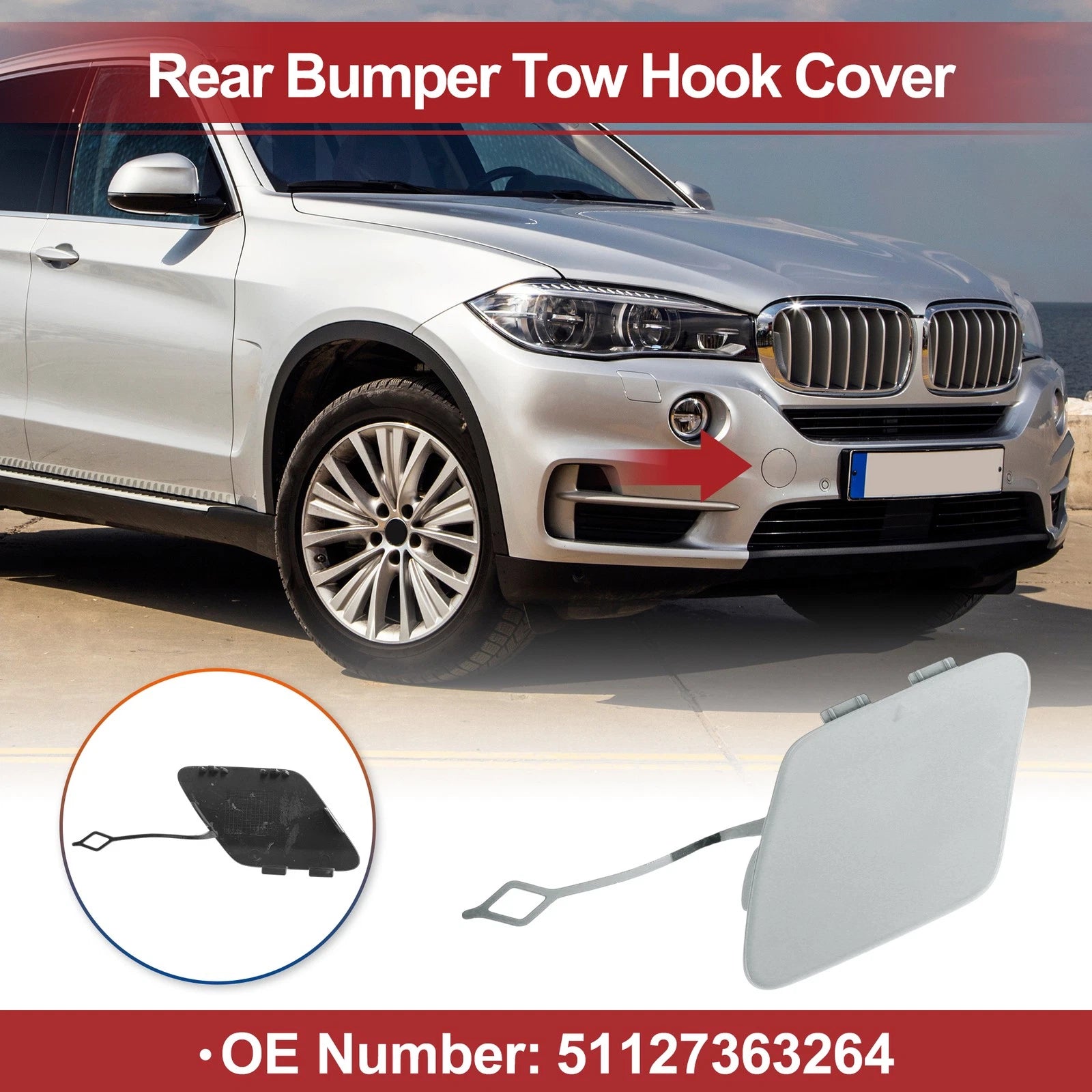 Rear Bumper Tow Hook Cover for BMW 428i (2014–2016) No. 51127363264 Silver
