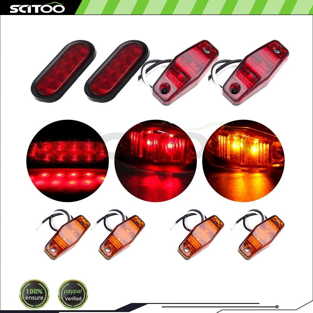 2X Red 6" 10LED Stop Turn Tail Light for