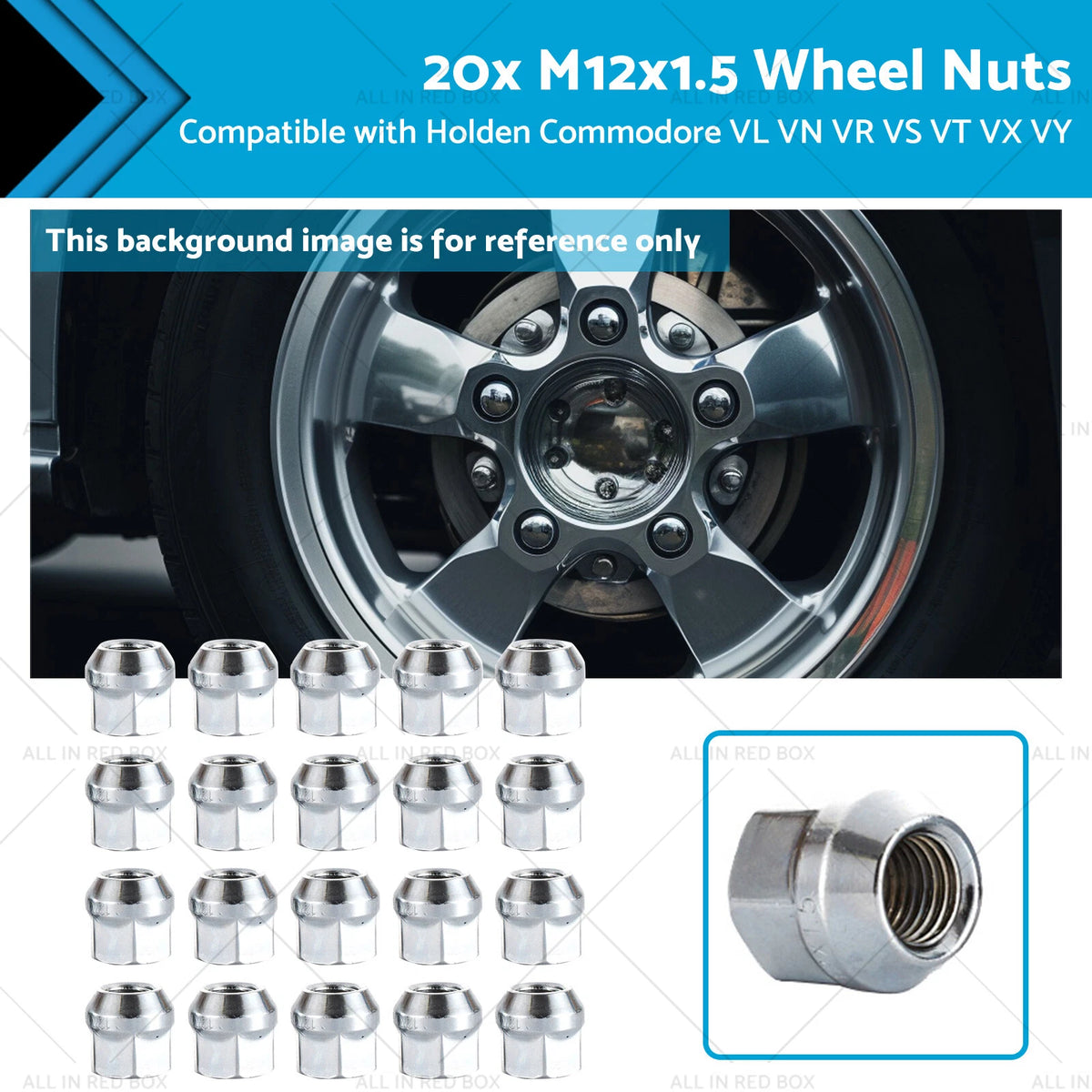 20x M12x1.5 Wheel Nuts for Holden Commodore (VL-VY)