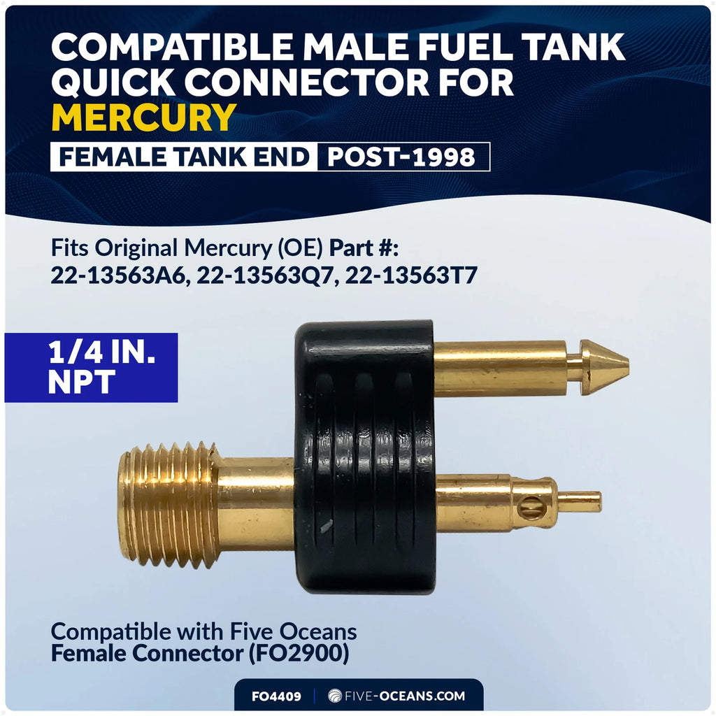 1/4-Inch Brass NPT Male Connector for Mercury Fuel Tank (1998–Present) - FO4409