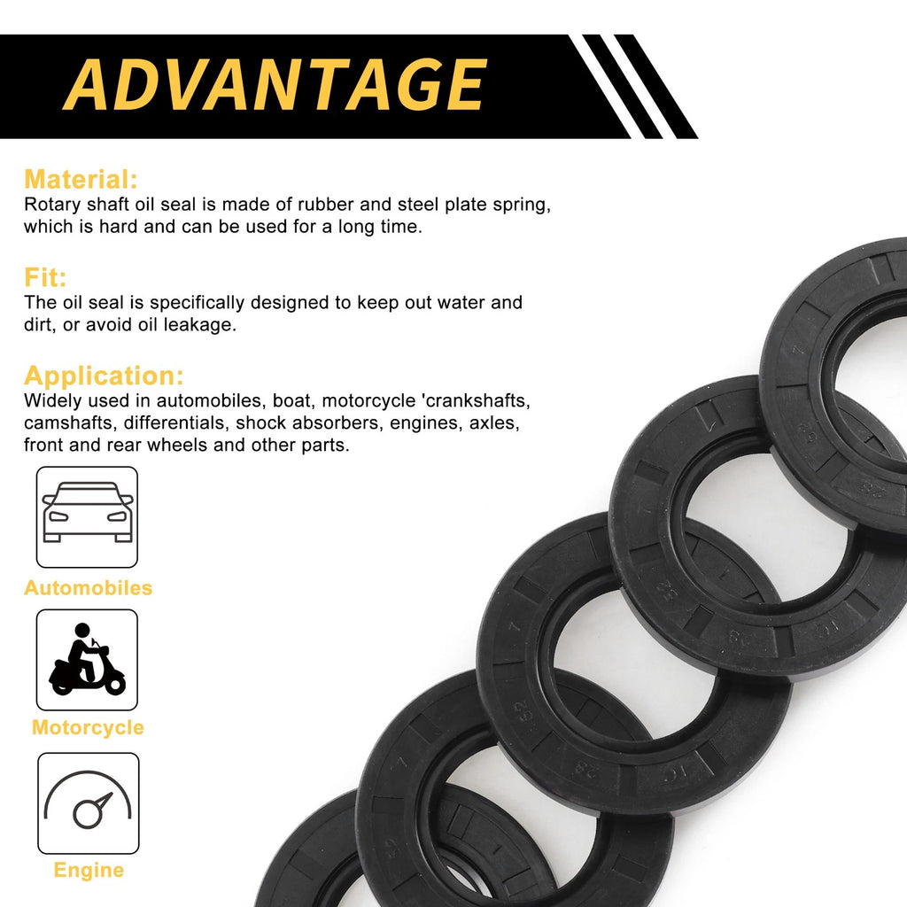 Set of 5 Oil Seal Ring 28x52x7mm NBR Rubber for Rotary Shaft