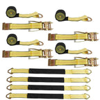 Set of 4 Heavy Duty Tie Down Straps for Trailers with Flat Hooks
