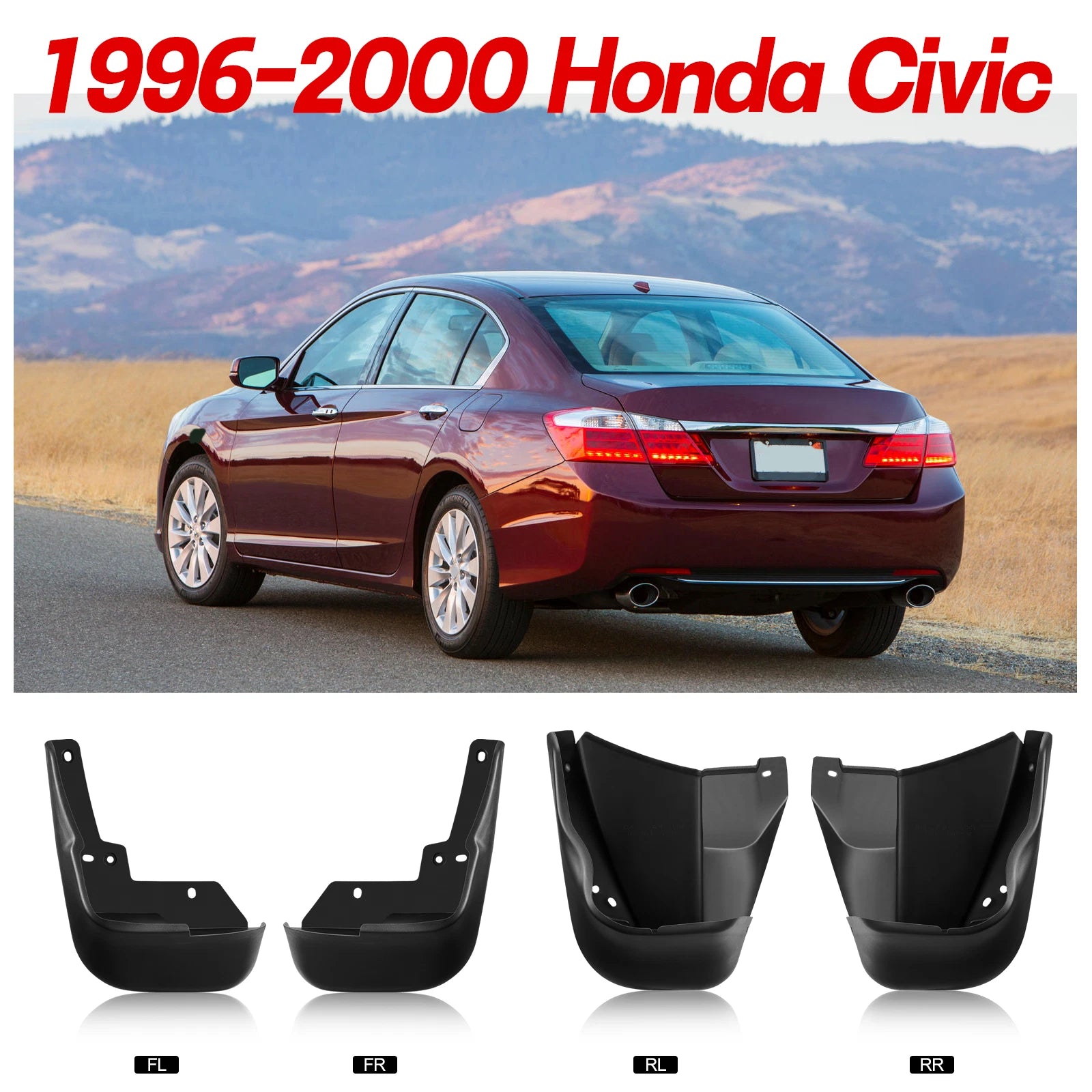 Set of 4 Mud Flaps Splash Guards for Honda Civic (1996–2000)