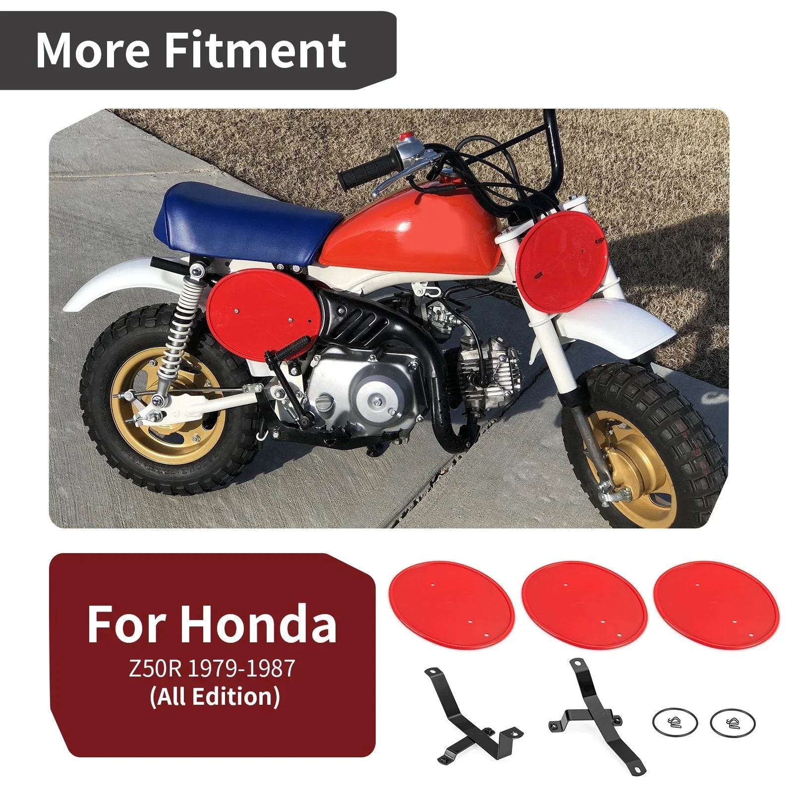 3 x Red Number Plate Kit for Honda Z50 Z50R (1979–1987)