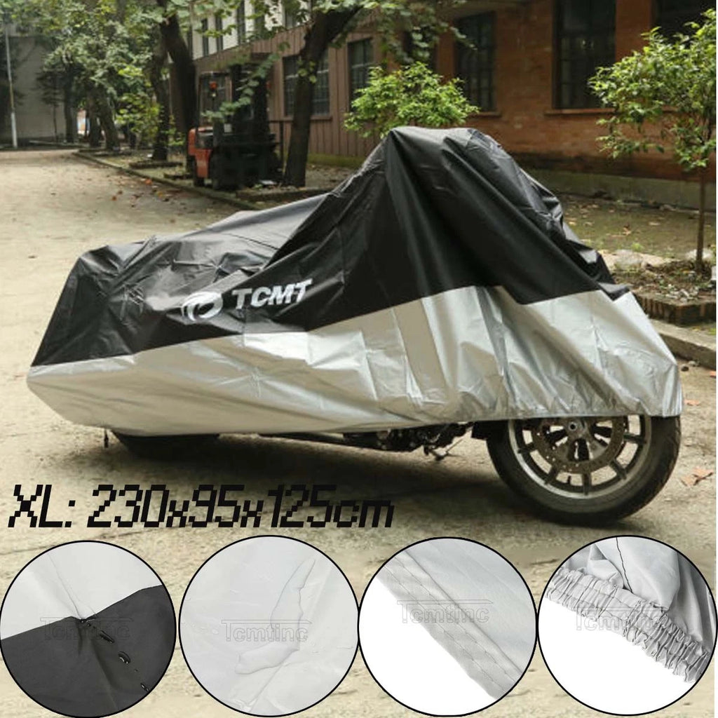 XL Waterproof Motorcycle Cover for Yamaha Honda Harley Kawasaki (230x95x125cm)