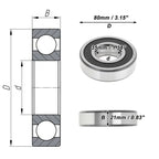 Deep Groove Ball Bearing P4 6307DDU for Scooter Skateboard (35x80x21mm)