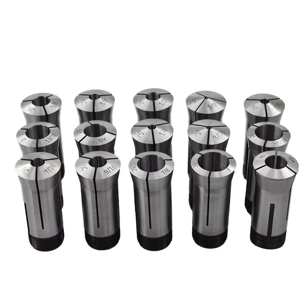 15 Pc Round Collet Set for Lathe (1/8" to 1")