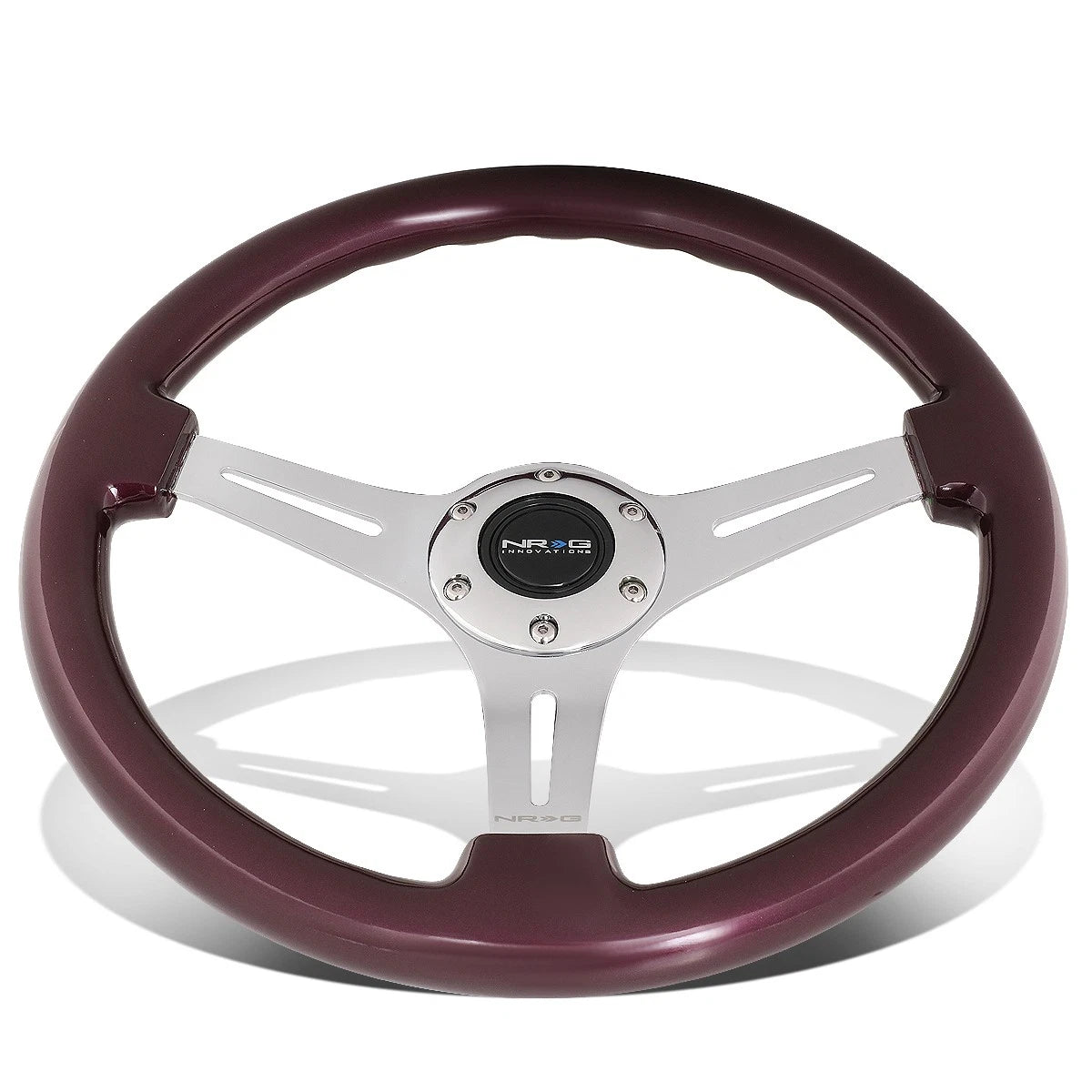NRG 35cm Chrome 2" Deep Dish 3-Spoke Steering Wheel for Universal Fit (N/A)